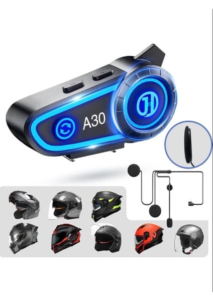 Qasul A30 Rgb Işıklı Su Geçirmez Intercom Motor Kurye Kask Bluetooth Kulaklık Eşleşmeli