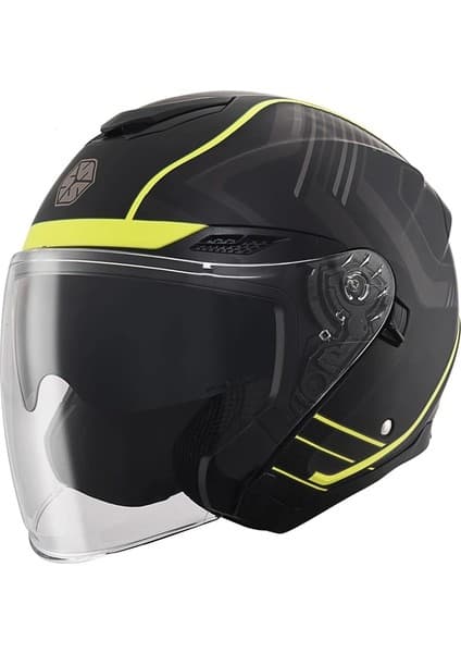 Scoyco OF-669 Cavalry Mat Siyah-Neon Yarım Kask (Güneş Vizörlü) 6