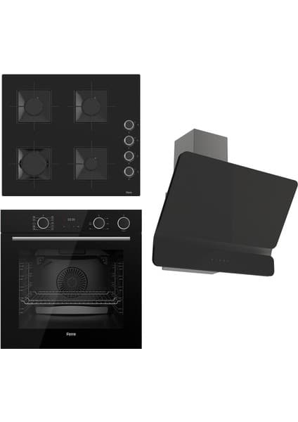 Ferre Steamart Ss Serisi Siyah Set (SS205 + XE64CS +D080 ) - Kare Emaye Izgara