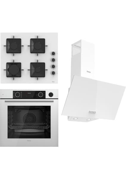 Ferre Steamart Ss Serisi Beyaz Set (SS206 + XE64CB +D087 ) - Kare Emaye Izgara