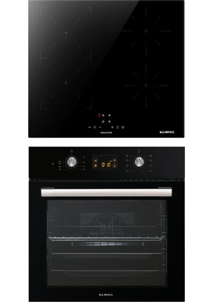 Kumtel 2'li Siyah İndüksiyonlu Ankastre Set (Fırın-Ocak)