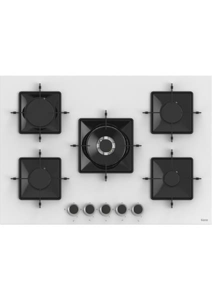 Ferre SS036 Kare Emaye Izg.75 cm Beyaz Cam Ocak