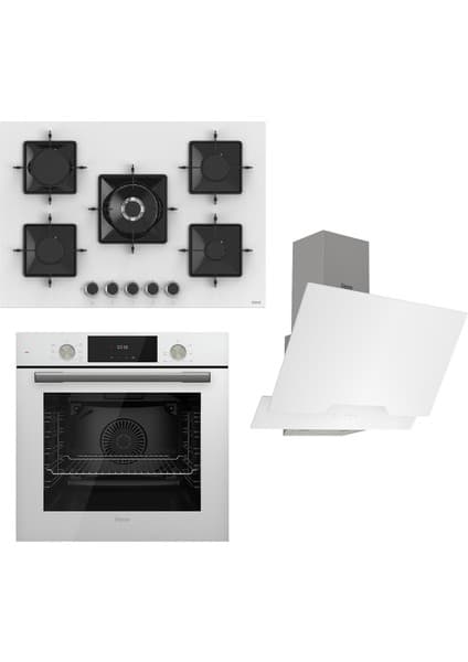 Ferre Flowart Ss Serisi Beyaz Set (SS036 + QMS63CB +D064 ) -75'lik Seri - Kare Emaye Izgara