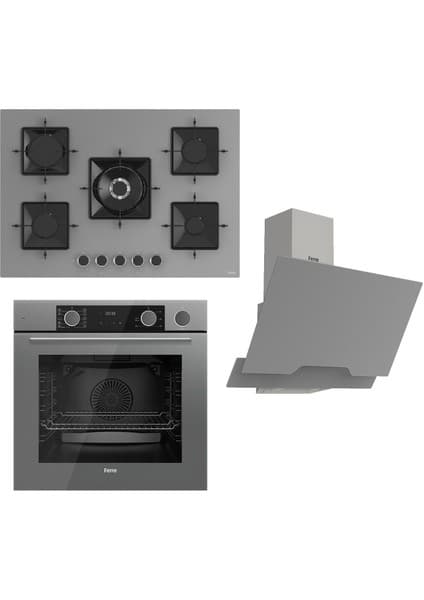 Ferre Steamart Ss Serisi Gri Set (SS038 + XE64CPR +D065 ) -75'lik Seri Kare Emaye Izgara