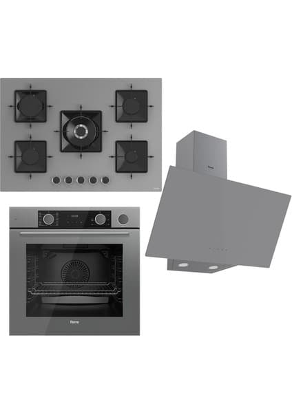 Ferre Steamart Ss Serisi Gri Set (SS038 + XE64CPR +D079 ) -75'lik Seri Kare Emaye Izgara