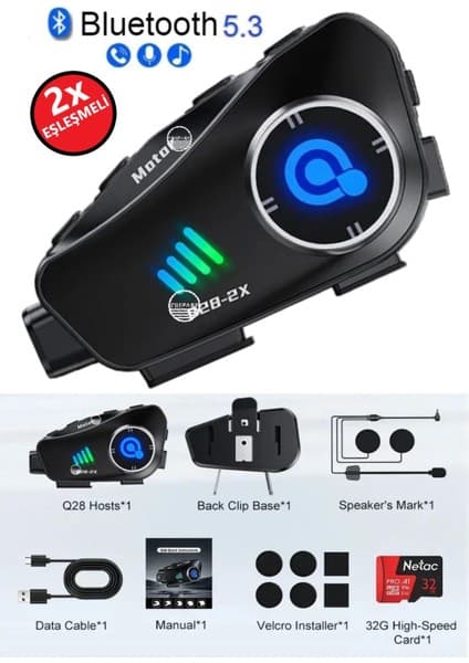 Prepare 500 mt Intercom 1080P Kamera Kayıt Özellikli Q-28-P 2 Eşleşmeli 32GB Hafıza Kartı Hediyeli Wireless