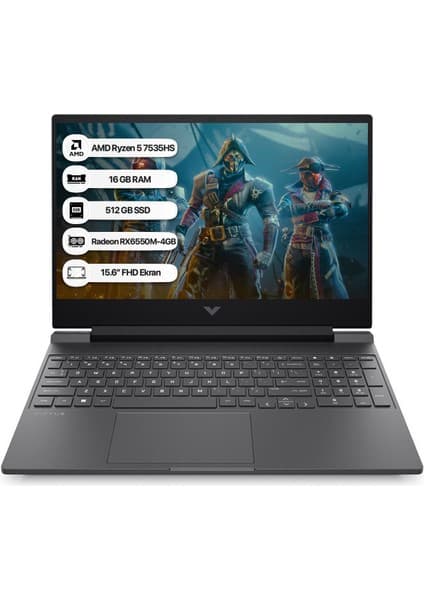 HP Victus 15-FB2028NT Amd R5 7535HS 16 GB 1 Tbssd RX6550M-4GB Fhd 15.6\