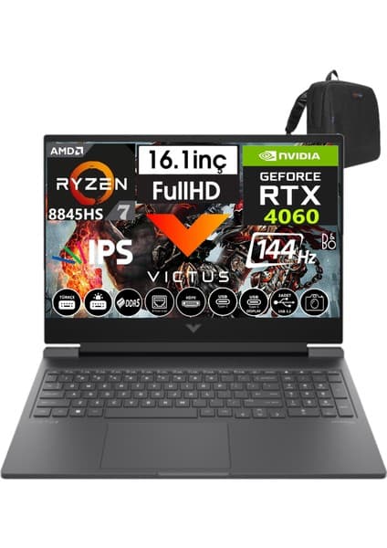 Hp Victus W16-S1018NT Amd Ryzen 7-8845HS Aı 96GB Ddr5 4tb SSD 8gb/ RTX4060 WINDOWS11PRO 16.1\
