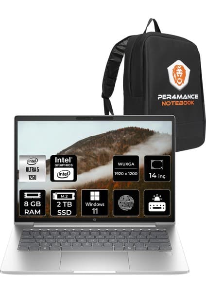Hp Probook 440 G11 Intel Core Ultra 5 125U 8gb 2tb SSD 14'' Fhd+ W11H Taşınabilir Bilgisayar & Per4 Çanta A22YQEAPN344