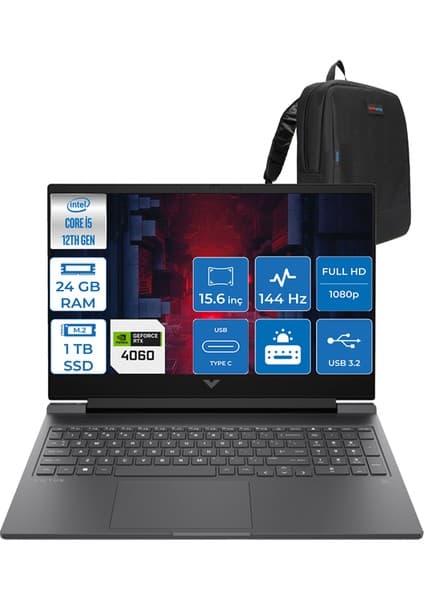 HP Victus Gaming 15 Intel Core I5 12500H 24GB 1tb SSD 8GB/RTX4060/75W Windows 11 Home 15.6\