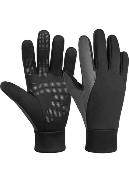 Bisbisous Kış Sıcak Dokunmatik Ekran Eldivenleri Rüzgar Geçirmez Bisiklet Kayak Açık Hava Çalışması (Siyah, M) (Yurt Dışından)