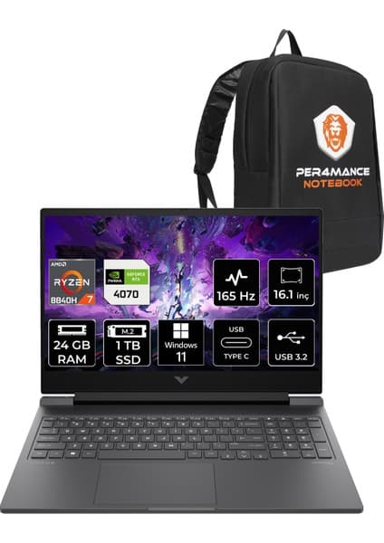 HP Victus 16 AMD Ryzen 7 8840H 24GB 1TB SSD RTX4070/8GB 16.1\