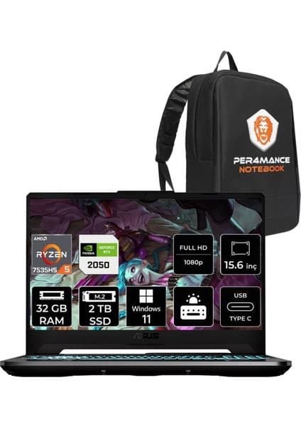 Asus Tuf Gaming A15 Amd Ryzen 5 7535HS 32GB 2tb SSD RTX2050/4GB 15.6\