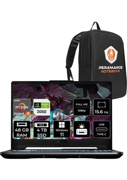 Asus Tuf Gaming A15 Amd Ryzen 5 7535HS 48GB 4tb SSD RTX2050/4GB 15.6\