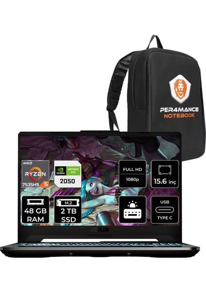 Asus Tuf Gaming A15 Amd Ryzen 5 7535HS 48GB 2tb SSD RTX2050/4GB 15.6\