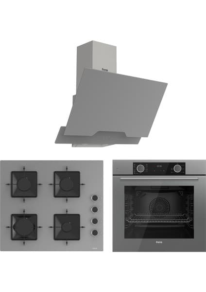 Ferre Fryart Hava Fritözü Fonksiyonlu Gri 3'lü Ankastre Set ( Xe63cpr-SS208-D065 )