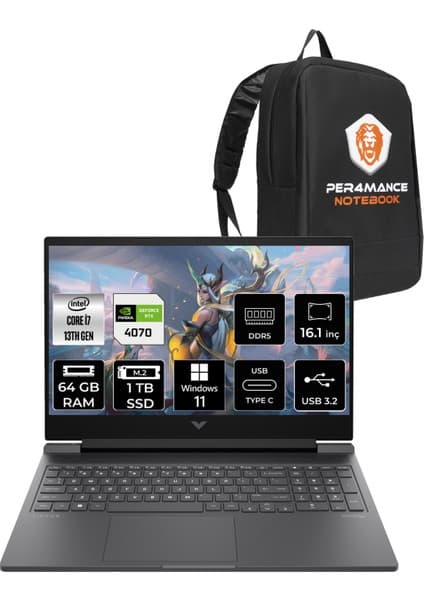 Hp Victus 16 Intel Core I7 13700H 64GB 1tb SSD RTX4070/8GB 144Hz 16.1\