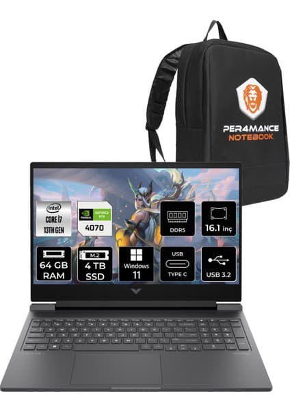 Hp Victus 16 Intel Core I7 13700H 64GB 4tb SSD RTX4070/8GB 144Hz 16.1\