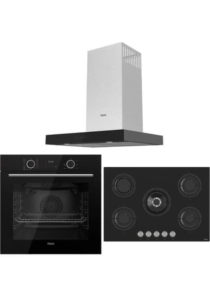 Ferre Fryart Siyah Set ( D100 Siyah DAVLUMBAZ-RS035 Siyah Ocak- XE63CS Fryart Siyah Fırın )