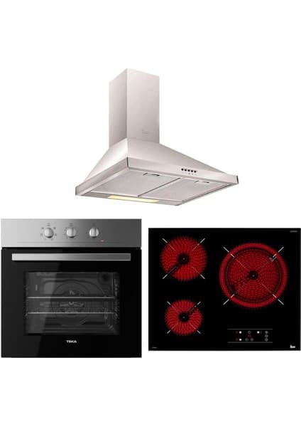 Teka Inox Elektrikli Ankastre Set (DF 60 Davlumbaz, TT 6315 Ocak, HE 715 SS Fırın)