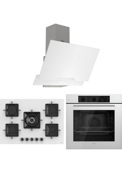 Ferre Ss Serisi Beyaz 5 Gözlü Ankastre Set ( QBL62CB-SS036-D064 )