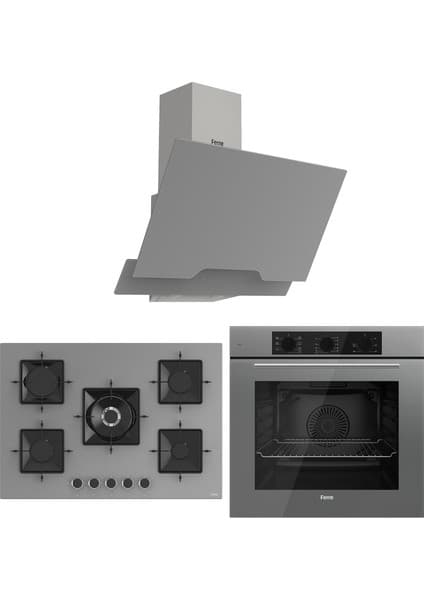 Ferre Ss Serisi Gri 5 Gözlü Ankastre Set ( QBL62CPR-SS038-D065 )