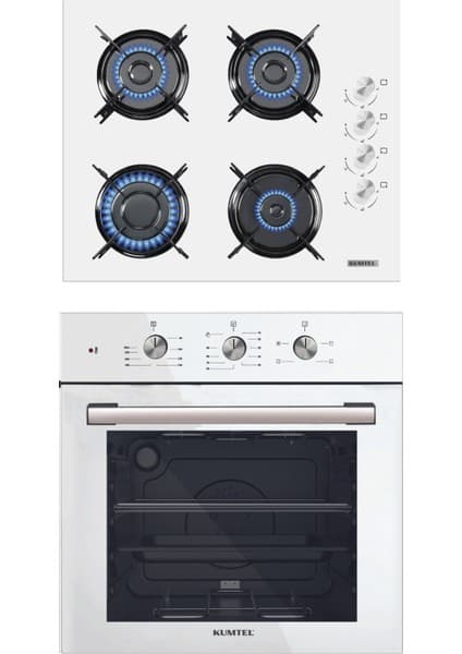 Kumtel 2'li Beyaz Cam Ankastre Set