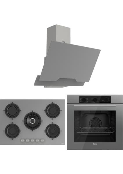 Ferre Rs Serisi Gri 5 Gözlü Ankastre Set ( QBL62CPR-RS038-D065 )