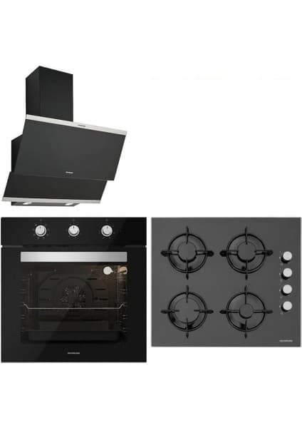 Silverline Siyah Cam Ankastre Set 3420 - CS5335B01 - BO6503B01