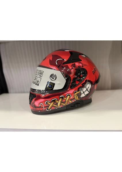 Shiro Kask Shıro Katana Sv Psyco Turuncu/bordo