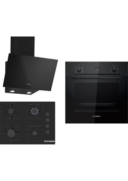 Bosch Siyah 3lü Ankastre Set 317( HBF512BB1T - POP7C6P30O - DWK63PJ60T ( 61T ) ) 67 cm Ocak