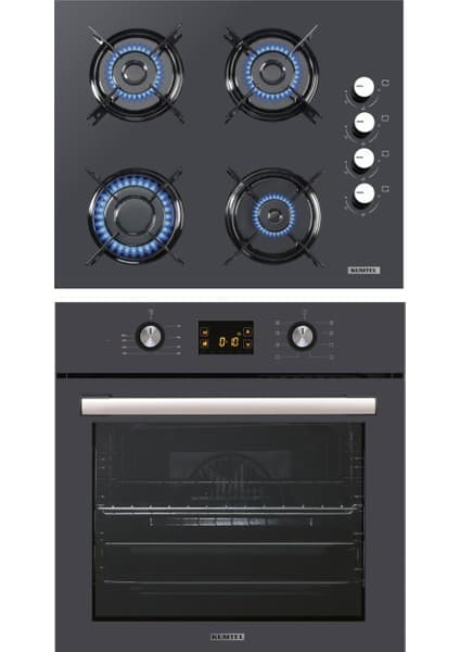 Kumtel Antrasit 2'li Ankastre Cam Set(Fırın ve Ocak)