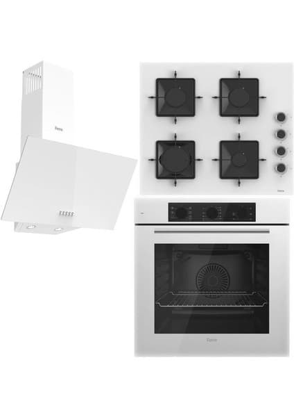 Ferre Elegant Line Basic QBL62CB - SS206 - D087 Beyaz 3'lü Ankastre Set