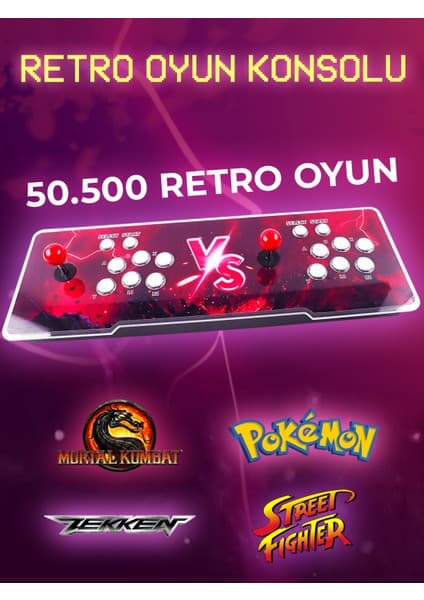 HABL 2025 Retro Arcade Oyun Konsolu 50500 Oyunlu Süper Box
