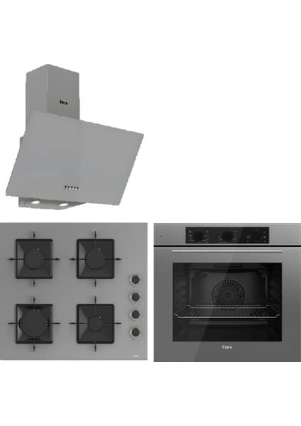 Ferre Siyah Set ( D086 Siyah DAVLUMBAZ-SS205 Siyah Ocak- QBL62CS Fırın) 6