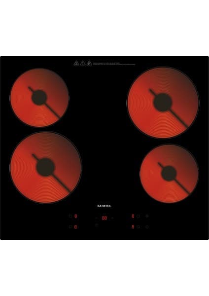 Kumtel Vitroseramik Elektrikli Siyah Cam Ankastre Ocak HV6-04T