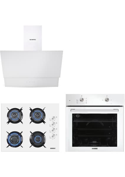 Kumtel Home Plus Beyaz Cam Ankastre Set (OC KSET722)