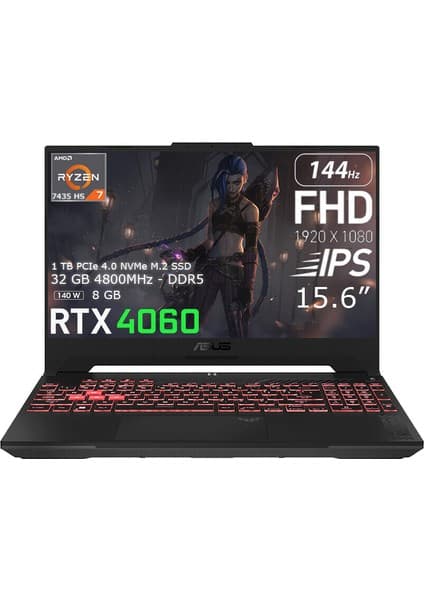 Asus Tuf Gaming A15 FA507NOR-LP110 Amd Ryzen 7 7435HS 32GB 1tb SSD Rtx 4060 (140W) 15.6\