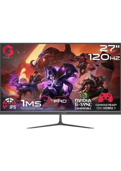 Gameon GOES27FHD120IPS 27" Fhd, 120Hz, Mprt 0.5ms, HDMI 2.1, Ps5 Destekli IPS Çerçevesiz Siyah Oyuncu Monitörü