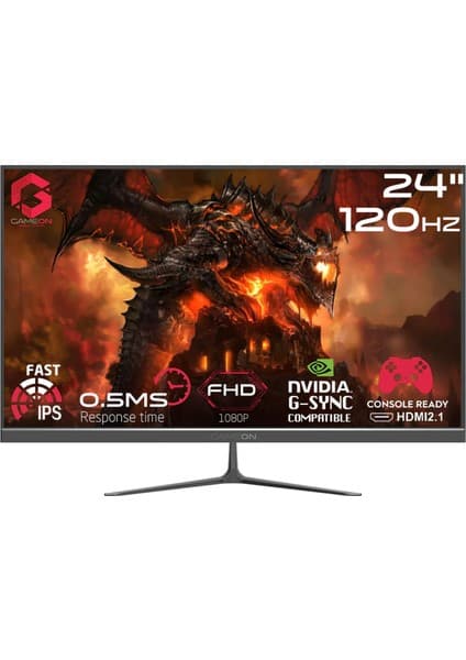 Gameon GOES24FHD120IPS Essential 23,8" Fhd, 120Hz,0,5ms Hızlı Ips, Ps5 Destekli Siyah Oyuncu Monitörü