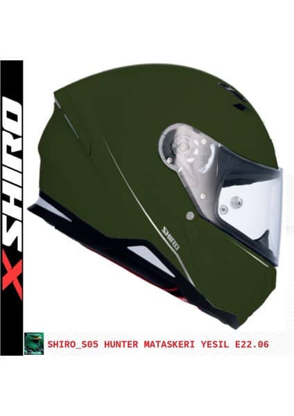 Shiro Shıro Kask 100114 Fullface Hunter M.c Matt_xl Green