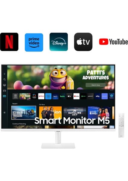 Samsung Akıllı TV-Monitör 80CM Ekran 32" Wi-Fi Bağlantı 4ms 60hz 1920 x 1080 32'' M5 Smart Slim Monitör FullHD TV 32'' M5- Duvar Montaj Aparatı Hediyeli