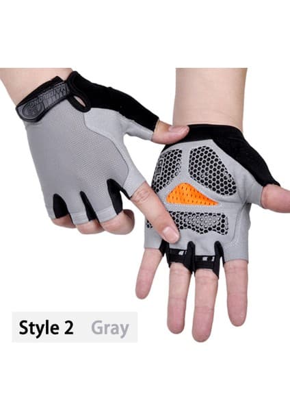 Liangduo Shop Stil2-Gri Stil L Boyutu Bisiklet Eldiveni Erkek Kadın Yarım Parmak Eldiven Nefes Spor Eldiven Anti-Kayma Anti-Ter Anti-Şok Bisiklet Bisiklet Eldiven (Yurt Dışından)