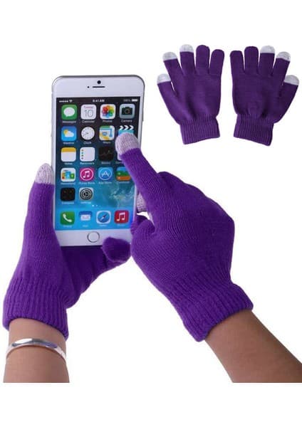 Liangduo Shop Mor Tarzı Yeni 1 Çift Unisex Kış Sıcak Kapasitif Örgü Eldiven El Isıtıcı Dokunmatik Ekran Akıllı Telefon Перчатки Без Пальцев (Yurt Dışından)