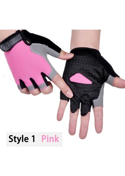Liangduo Shop Stil1-Pembe Tarzı L Boyutu Bisiklet Eldiveni Erkek Kadın Yarım Parmak Eldiven Nefes Spor Eldiven Anti-Kayma Anti-Ter Anti-Şok Bisiklet Bisiklet Eldiven (Yurt Dışından)