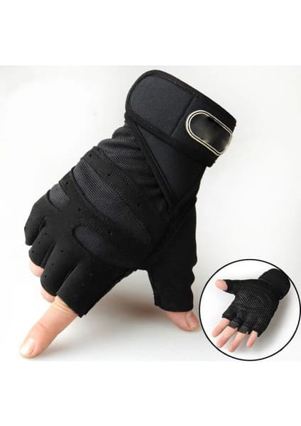 Liangduo Shop Siyah Stil M Boyutu Yarım Parmak Bisiklet Eldiveni Bisiklet Motosikletçi Eldiveni Spor Salonu Eğitimi Spor Halter Spor Parmaksız Kadın Erkek Spor Eldiven (Yurt Dışından)