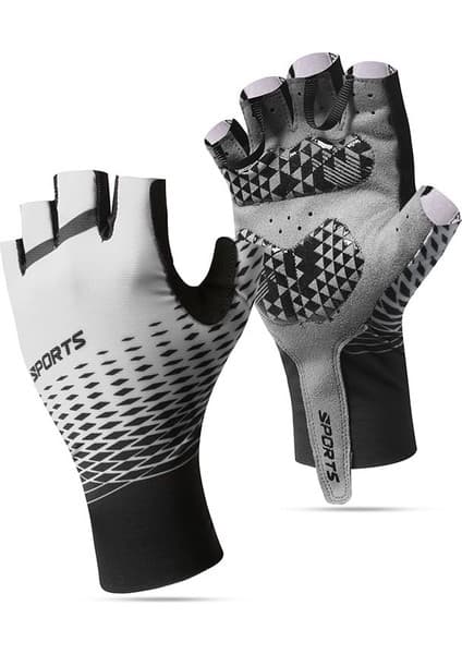 Liangduo Shop Gri Tarzı M Boyutu Bisiklet Eldiveni Erkek Yaz Spor Güneş Koruyucu Nefes Alabilen Ter Emici Yarım Parmak Açık Havada Balıkçılık Bisiklet Eldiveni Erkekler ve Kadınlar (Yurt Dışından)