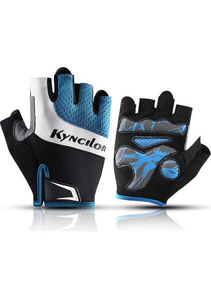 Liangduo Shop Mavi Stil L Boyutu Kaymaz Bisiklet Eldiveni Spor Güneş Koruyucu Bisiklet Erkekler ve Kadınlar Yarım Parmak Spor Kaymaz Nefes Bisiklet Eldiveni (Yurt Dışından)