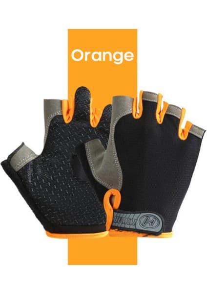 Liangduo Shop Turuncu Tarzı M Boyutu Yarım Parmak Eldiven Kaymaz Gym Fitness Balıkçılık Bisiklet Eldiveni Açık Yaz Parmaksız Eldiven Spor Eldiven Bisiklet Ekipmanları (Yurt Dışından)