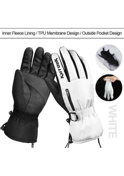 Liangduo Shop Beyaz Stil L Boyutu Kutook Kayak Eldiveni Kış Termal Bisiklet Bisiklet Snowboard Eldiveni Dokunmatik Ekran Su Geçirmez Bisiklet Motosiklet Kayak Aksesuarları (Yurt Dışından)